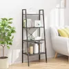 Standregal 4 Böden Schwarz 56x35x140 cm , Bücherregale Produktbild-Vorschau 1