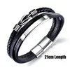 Herren Lederarmband Schwarz Edelstahl Magnetverschluss Produktbild-Vorschau 7