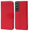 A red flip case for a Samsung Galaxy S21 phone, shown open and closed. Podgląd zdjęcia produktu