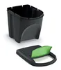 A black waste bin with a green flap on its lid, shown separately from the bin. Anteprima dell’immagine prodotto