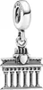 A silver charm depicting the Brandenburg Gate in Berlin, with the word "BERLIN" inscribed on the top part. Produktbild-Vorschau