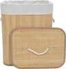 A bamboo laundry basket with a removable liner and lid. Podgląd zdjęcia produktu