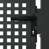 A close-up view of a black metal garden gate handle and lock mechanism. Produktbild-Vorschau