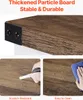 Close-up shots of a wooden surface with metal brackets, demonstrating durability and ease of cleaning. Anteprima dell’immagine prodotto