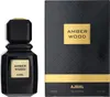 A bottle of Ajmal Amber Wood Eau de Parfum and its packaging are displayed against a white background. Náhľad obrázku produktu