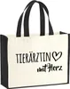 Huuraa Jutetasche Tierärztin mit Herz 21 Liter Black Jute Produktbild-Vorschau 1