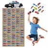 Modellauto-Regal für 100 Autos 1:64 – Wandregal & Setzkasten für Spielzeugautos, Polizei-Motiv, Birken-Sperrholz – mit Modellautos an der Wand Produktbild-Vorschau