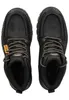A top-down view of a pair of black leather boots. Produktbild-Vorschau