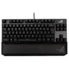 A black gaming keyboard with a wrist rest is shown from a front-facing, slightly elevated angle against a white background. Produktbild-Vorschau
