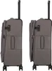 Two side-by-side views of a gray suitcase. Produktbild-Vorschau