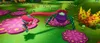 A cartoon character is running on a colorful, grassy landscape with large, decorative flowers and a spider-like creature. Produktbild-Vorschau