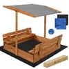 Springos® Sandkasten mit Dach 120x120 cm Massivholz Produktbild-Vorschau 6