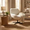 Fauteuil pivotant élégant en tissu bouclé pour le salon Voir les images du produit 2