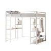Merax Hochbett 90x200 mit Schreibtisch & Kleiderschrank, Produktbild-Vorschau 4