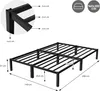 A diagram and illustration of a black metal bed frame with dimensions and specifications. Náhľad obrázku produktu