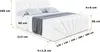 A diagram showing the dimensions of a white bed frame with measurements indicated by lines and text. Produktbild-Vorschau
