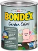 A can of Bondex Garden Colors paint with a label showing a pink watering can and garden furniture. Produktbild-Vorschau