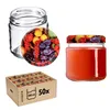 A collection of glass jars and a cardboard box containing jars, presented on a white background. Produktbild-Vorschau