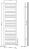 Technical drawing of a radiator with dimensions and mounting details. Produktbild-Vorschau
