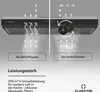 A diagram illustrating the dual functionality of a kitchen range hood: as an exhaust hood and a recirculating hood. Podgląd zdjęcia produktu