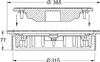 A technical drawing showing two parts of a drainage system, with dimensions indicated. Náhľad obrázku produktu