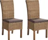 BELIANI Esszimmerstuhl 2er Set Braun Rattan mit Sitzkissen Produktbild-Vorschau 1