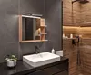 A modern bathroom with a sink, mirror, and shower. Produktbild-Vorschau