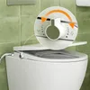 A close-up view of a bidet toilet seat attachment, focusing on the control panel and water connection. Anteprima dell’immagine prodotto