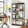 A home office setup with a desk, chair, and a bookshelf filled with books and decorative items. Náhľad obrázku produktu