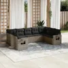 vidaXL 9-tlg. Garten-Sofagarnitur mit Kissen Grau Poly Produktbild-Vorschau 2