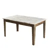 A rectangular dining table with a marble-like white top and dark wood legs, presented on a white background. Produktbild-Vorschau