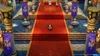A character stands on a red carpet in a grand hall with banners and pillars. Produktbild-Vorschau