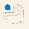 A line drawing of a rice cooker with dimensions and capacity indicated. Produktbild-Vorschau