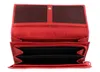 An open red wallet showing its internal compartments. Produktbild-Vorschau