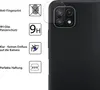 A close-up of a smartphone camera lens protector applied to a black smartphone. Produktbild-Vorschau