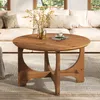 Tribesigns Runde Couchtisch aus Massivholz, 80 cm Moderne Produktbild-Vorschau 3