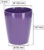 A purple ceramic pot with dimensions indicated by measurement lines and text. Produktbild-Vorschau