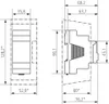 Technical drawing with dimensions of a digital timer. Podgląd zdjęcia produktu