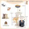 A diagram showing the dimensions of a multi-level cat tree with illustrations of cats. Anteprima dell’immagine prodotto