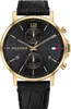 Tommy Hilfiger Daniel Armbanduhr gold schwarz Lederarmband Produktbild-Vorschau 1