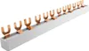 A product shot of a busbar with multiple fork-shaped connectors. Produktbild-Vorschau