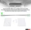 An instructional image showing how to trim curtain rails for a vehicle, with the product (curtains) shown below. Voir les images du produit