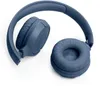 A pair of blue JBL headphones folded on a white background. Produktbild-Vorschau