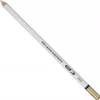 A single white pencil with gold accents and text printed on it, lying diagonally on a white background. Podgląd zdjęcia produktu