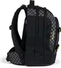 A side view of a black and gray checkered backpack. Produktbild-Vorschau