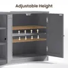 Close-up view of the interior of a gray cabinet with adjustable shelves. Voir les images du produit