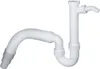 A white flexible drain pipe and siphon assembly against a white background. Produktbild-Vorschau