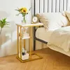 Table d'appoint motif marbre 40x26x61.5 cm blanc or Voir les images du produit 6