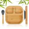 Relaxdays Kinderteller Bambus, mit Saugnapf, BPA-frei, Produktbild-Vorschau 1