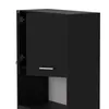 A close-up view of a black cabinet with one door slightly ajar, revealing hinges and an interior shelf. Podgląd zdjęcia produktu